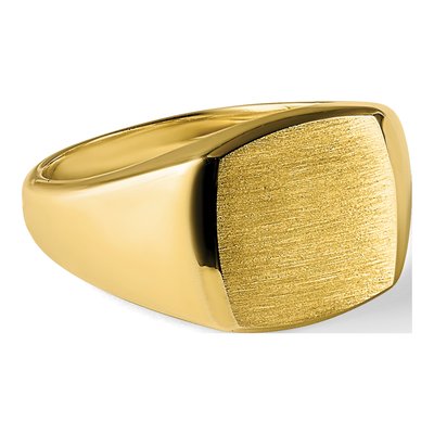 Men's 14K Yellow Gold Cushion Signet Ring – view 7