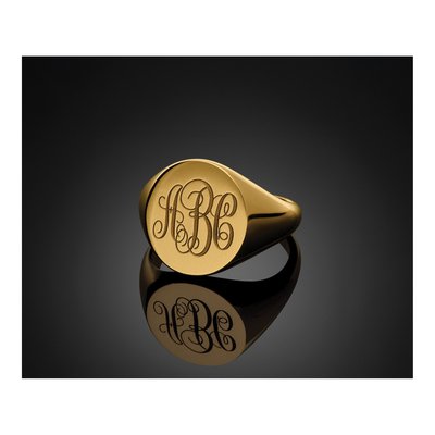 Men's 10K Yellow Gold Round Signet Ring – view 7