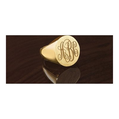 Men's 10K Yellow Gold Round Signet Ring – view 2