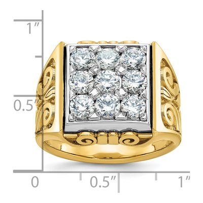 Men's 14K Two-Tone Gold Diamond Square Cluster Ring Mounting – view 3