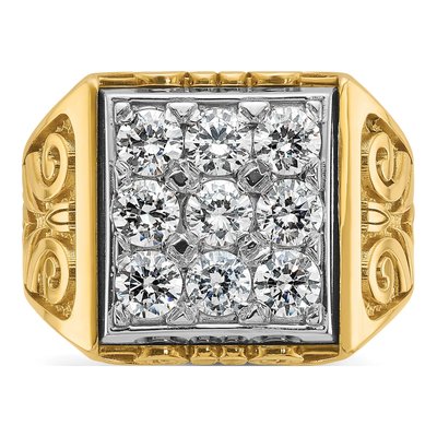 Men's 14K Two-Tone Gold Diamond Square Cluster Ring Mounting – view 6