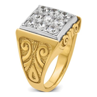 Men's 14K Two-Tone Gold Diamond Square Cluster Ring Mounting – view 8