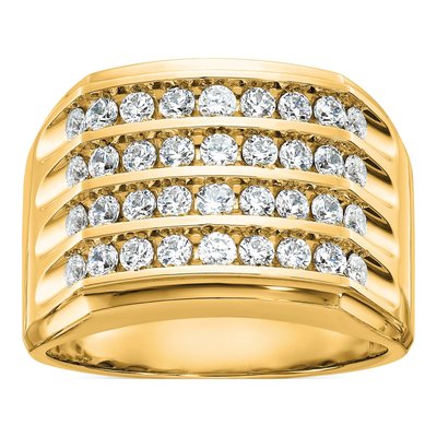 Men's 10K Yellow Gold 4-Row Ring Mounting