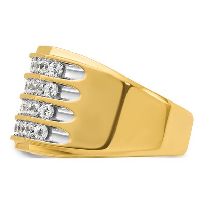 Men's 10K Yellow Gold 1.5 ct tw 4-Row Diamond Ring – view 4