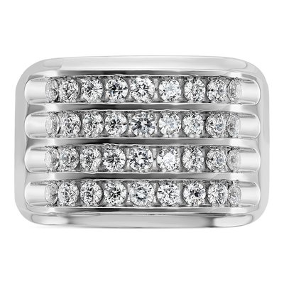 Men's 14K White Gold 4-Row Diamond Ring Mounting – view 6