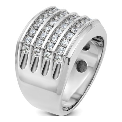 Men's 14K White Gold 4-Row Diamond Ring Mounting – view 8