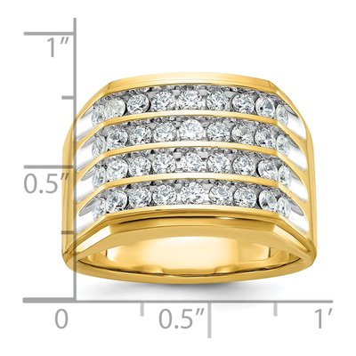 Men's 14K Yellow Gold 4-Row Diamond Ring Mounting – view 3