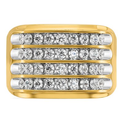 Men's 14K Yellow Gold 4-Row Diamond Ring Mounting – view 6