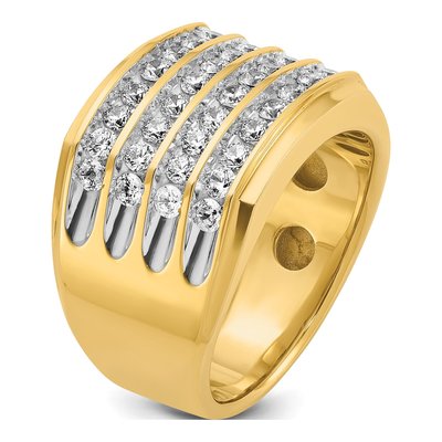 Men's 14K Yellow Gold 4-Row Diamond Ring Mounting – view 8
