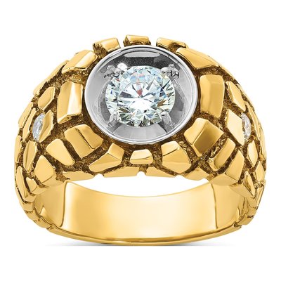 Men's 10K Two-Tone Gold Nugget Diamond Ring Mounting