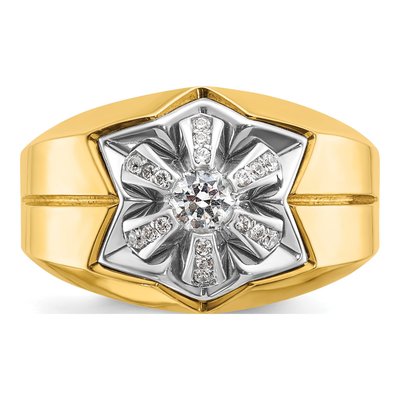 Men's 14K Two-Tone Gold Diamond Star Ring Mounting – view 6