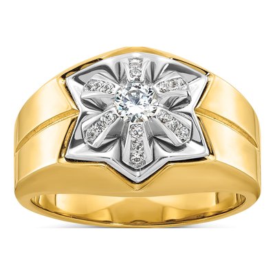 Men's 14K Two-Tone Gold Diamond Star Ring Mounting