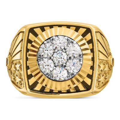 Men's 10K Two-Tone Gold Diamond Stars Stripes Ring Mounting – view 6