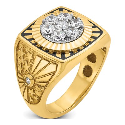 Men's 14K Two-Tone Gold Diamond Stars Stripes Ring Mounting – view 6