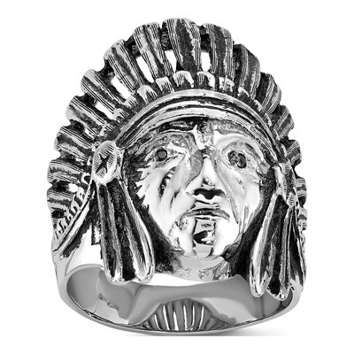 Men's 14K White Gold Antiqued Native Headdress Ring – view 2