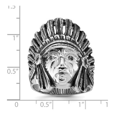 Men's 14K White Gold Antiqued Native Headdress Ring – view 3