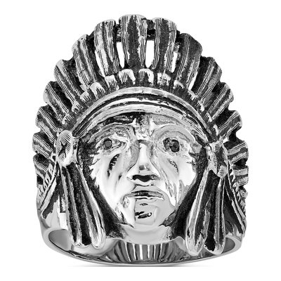 Men's 14K White Gold Antiqued Native Headdress Ring Mounting