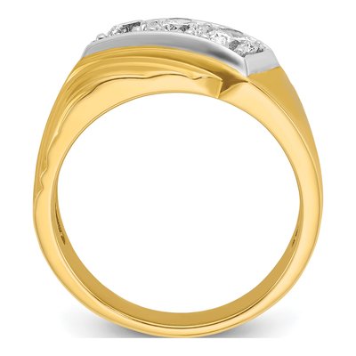 Men's 14K Yellow Gold Diamond 3-Stone Ring Mounting – view 2