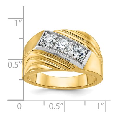 Men's 14K Yellow Gold Diamond 3-Stone Ring Mounting – view 3