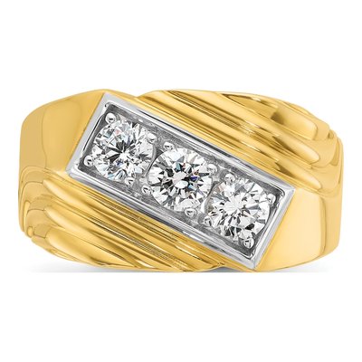 Men's 14K Yellow Gold Diamond 3-Stone Ring Mounting – view 6
