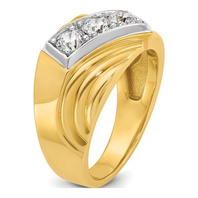 Men's 14K Yellow Gold Diamond 3-Stone Ring Mounting – view 8
