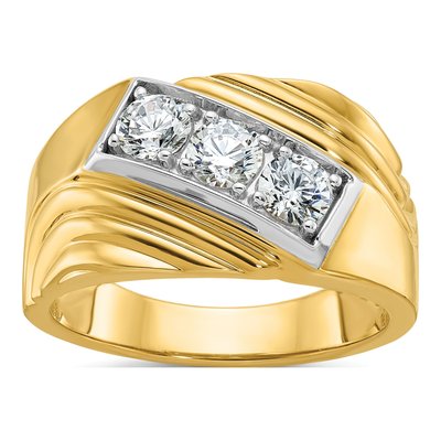 Men's 14K Yellow Gold Diamond 3-Stone Ring Mounting