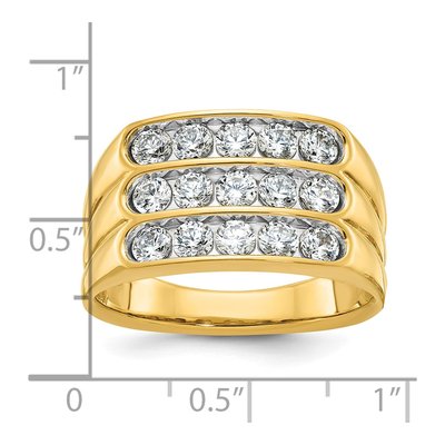 Men's 14K Yellow Gold Diamond 3-Row Ring Mounting – view 3