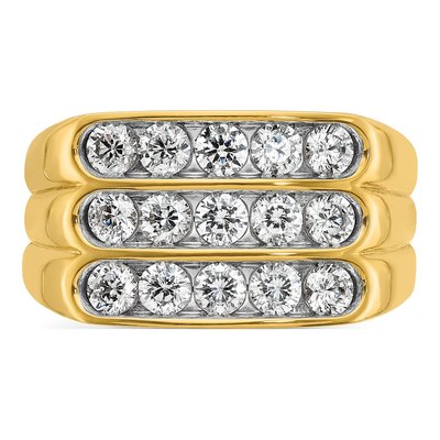 Men's 14K Yellow Gold Diamond 3-Row Ring Mounting – view 6
