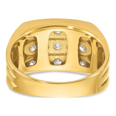 Men's 14K Yellow Gold Diamond 3-Row Ring Mounting – view 7