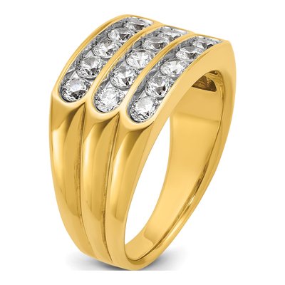 Men's 14K Yellow Gold Diamond 3-Row Ring Mounting – view 8