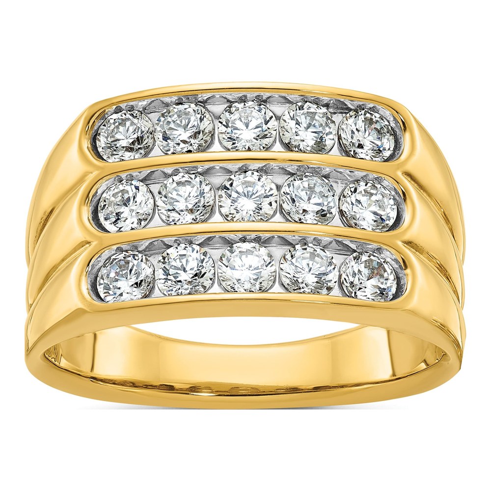 Men's 14K Yellow Gold Diamond 3-Row Ring Mounting