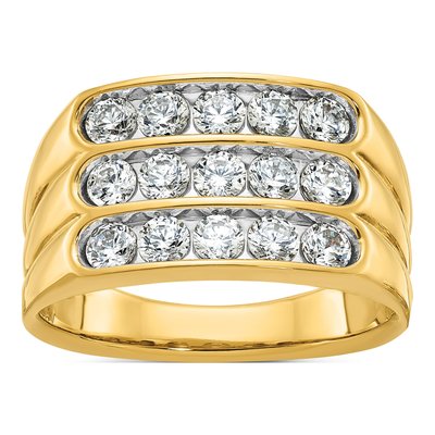 Men's 14K Yellow Gold Diamond 3-Row Ring Mounting