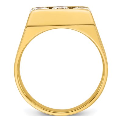 Men's 14K Yellow Gold 3-Stone Diamond Ring Mounting – view 2