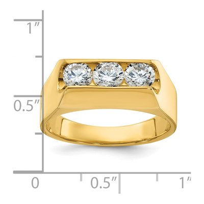 Men's 14K Yellow Gold 3-Stone Diamond Ring Mounting – view 3
