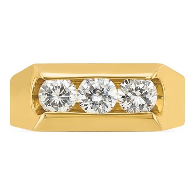 Men's 14K Yellow Gold 3-Stone Diamond Ring Mounting – view 6