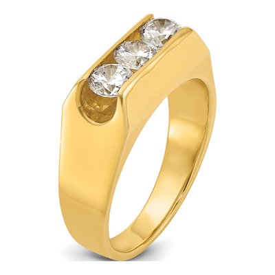 Men's 14K Yellow Gold 3-Stone Diamond Ring Mounting – view 8