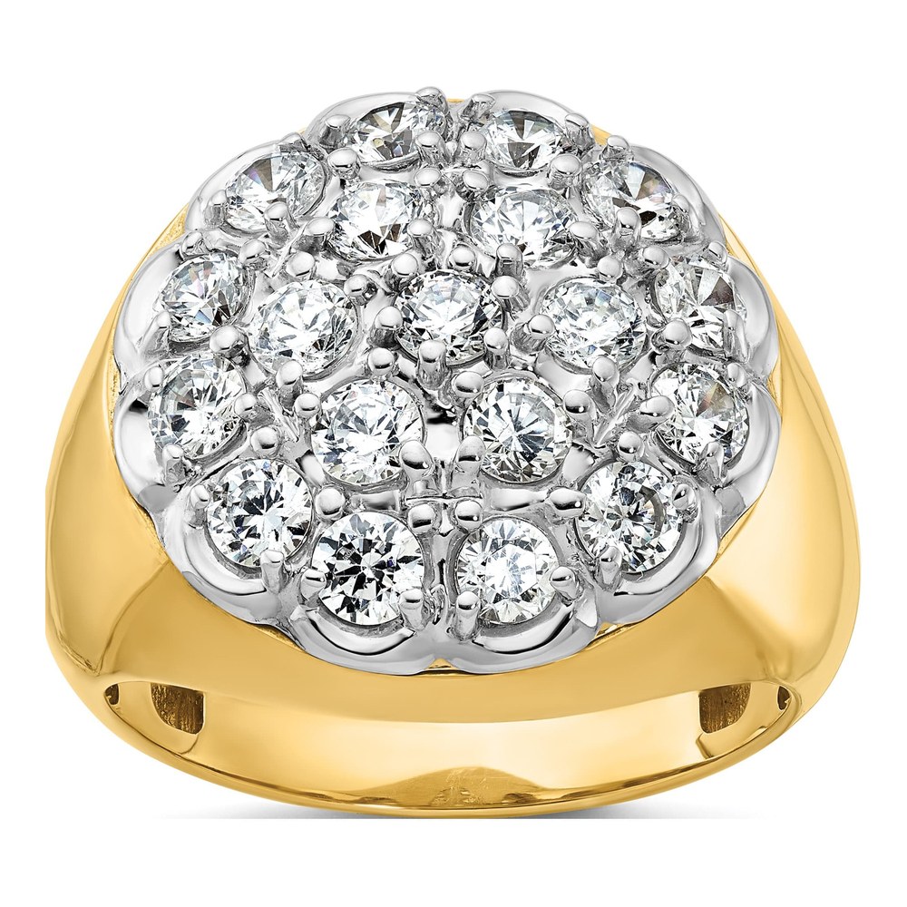 Ibgoodman 14K Two-Tone Men's Polished Round 3 1/4 Carat Aa Quality Diamond Cluster Ring