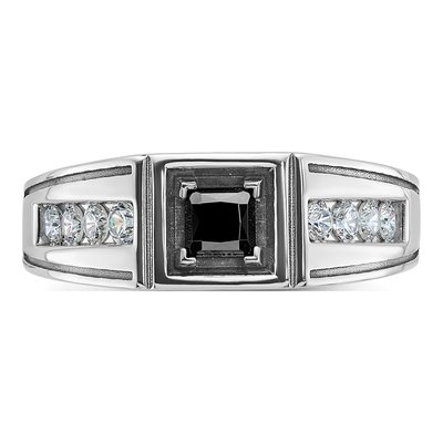 Men's 14K White Gold Black Diamond Ring Mounting – view 6