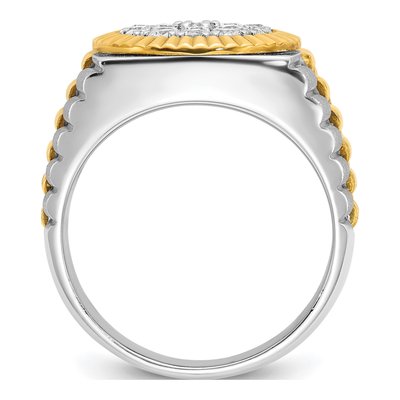Men's 10K Two-Tone Gold Ribbed Round Cluster Ring Mounting – view 2