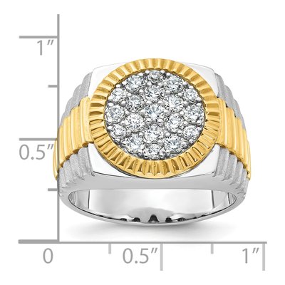 Men's 10K Two-Tone Gold Ribbed Round Cluster Ring Mounting – view 3