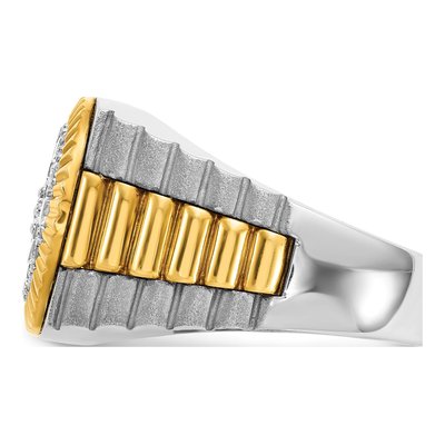 Men's 10K Two-Tone Gold Ribbed Round Cluster Ring Mounting – view 5