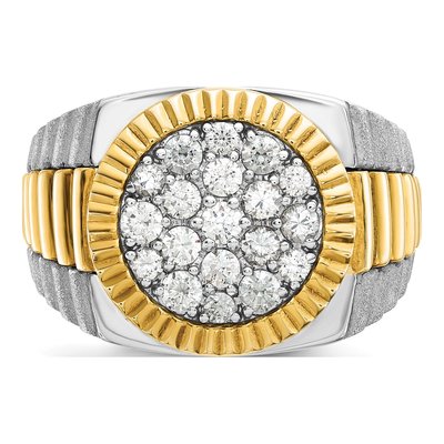 Men's 10K Two-Tone Gold Ribbed Round Cluster Ring Mounting – view 6