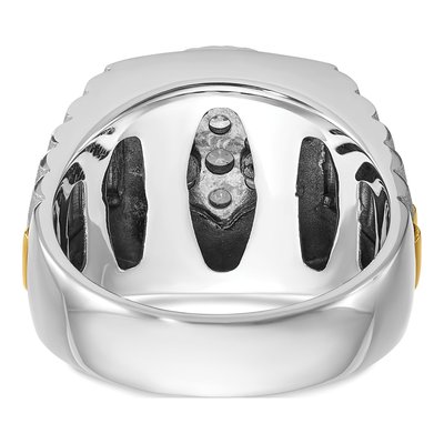 Men's 10K Two-Tone Gold Ribbed Round Cluster Ring Mounting – view 7