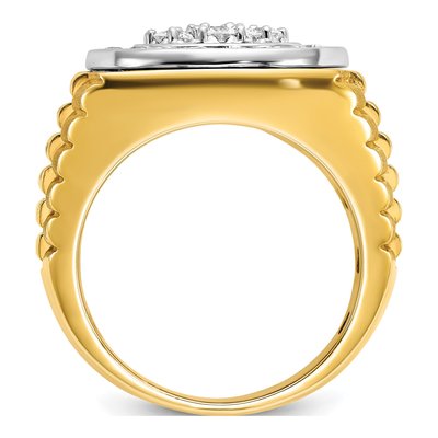 Men's 14K Two-Tone Gold Diamond Halo Cluster Ring Mounting – view 3