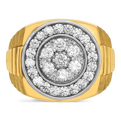 Men's 14K Two-Tone Gold Diamond Halo Cluster Ring Mounting – view 5