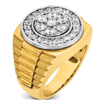 Men's 14K Two-Tone Gold Diamond Halo Cluster Ring Mounting – view 6