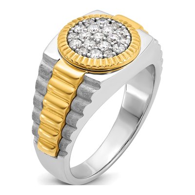 Men's 10K Two-Tone Gold Cluster Ring Mounting – view 8