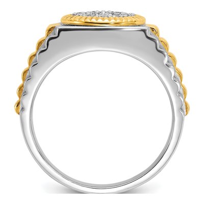 Men's 10K Two-Tone Gold 1/2 ct tw Ribbed Diamond Round Cluster Ring – view 2