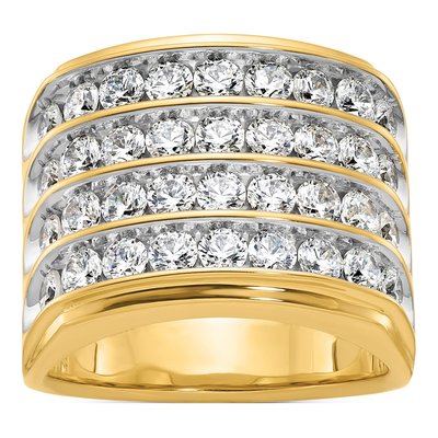 Men's 14K Yellow Gold 4-Row Ring Mounting
