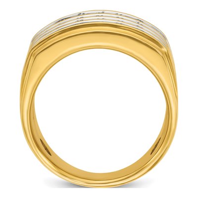 Men's 14K Yellow Gold 3 5/8 ct tw 4-Row Diamond Ring – view 2